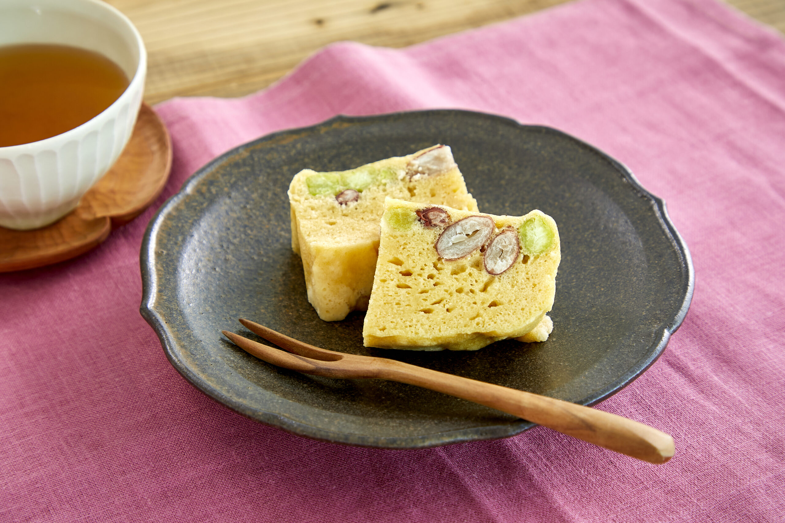 レンジで作れるホクホクお豆蒸しパン